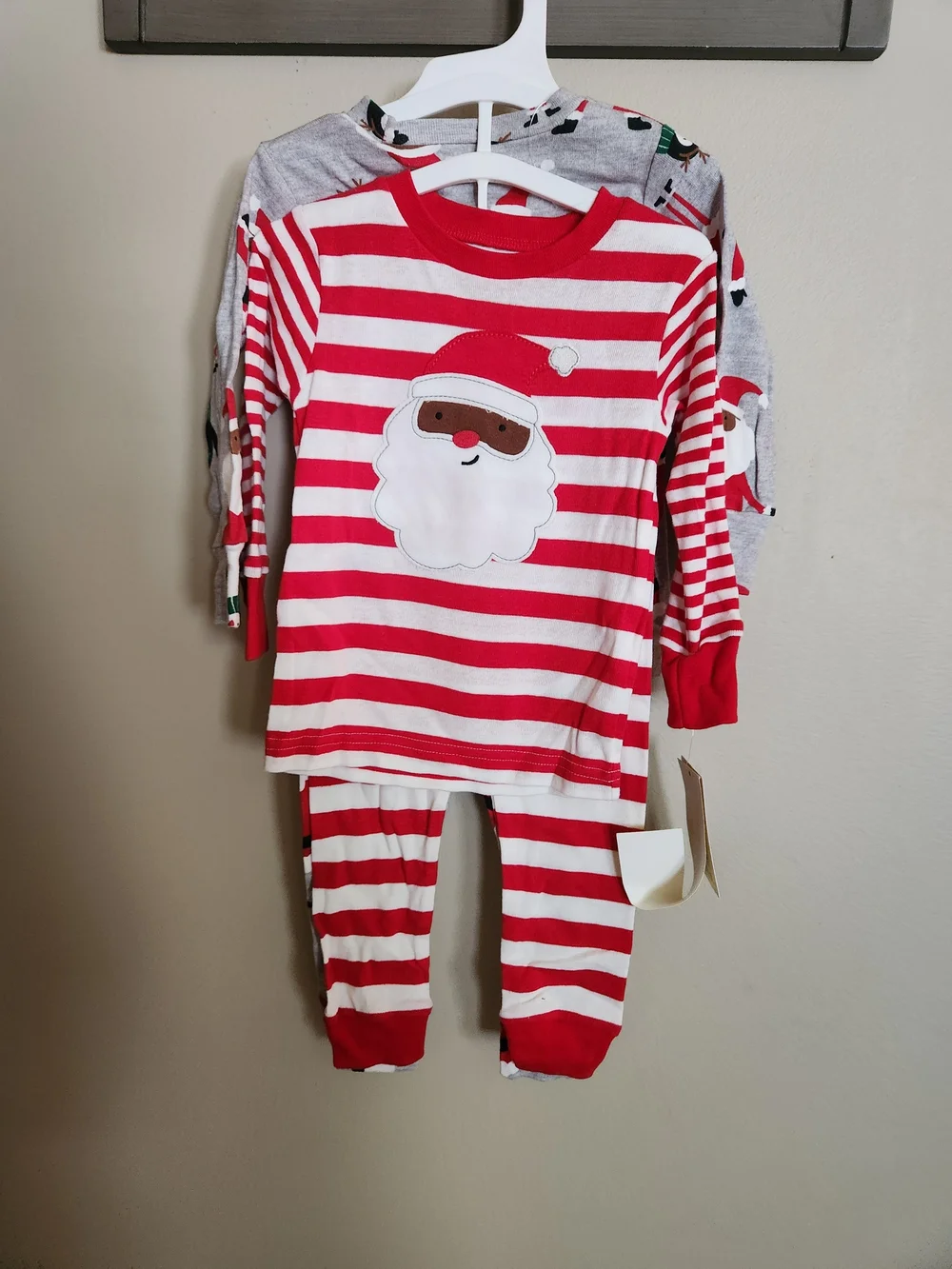 Carter's Gray And Red Santa Print Kids Pajama Set Of 4-piece Size 12M Unisex